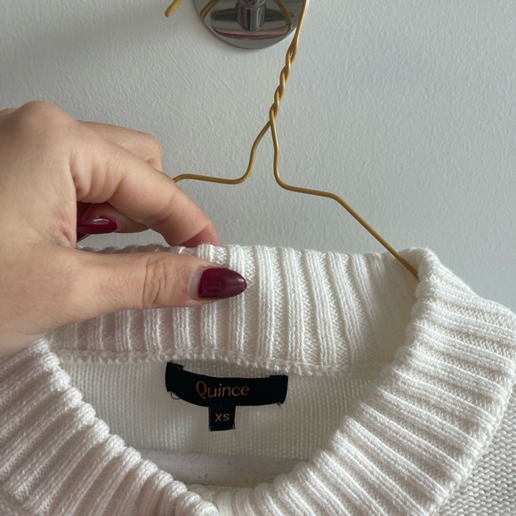 QUINCE White Cotton Women's White Button-Up Sweater - Picture 5 of 8